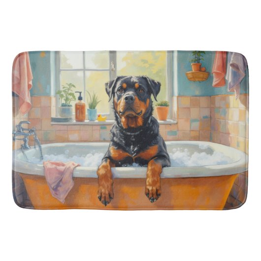 Rottweiler badtijd knus badkamerdecor badmat (Voorkant)