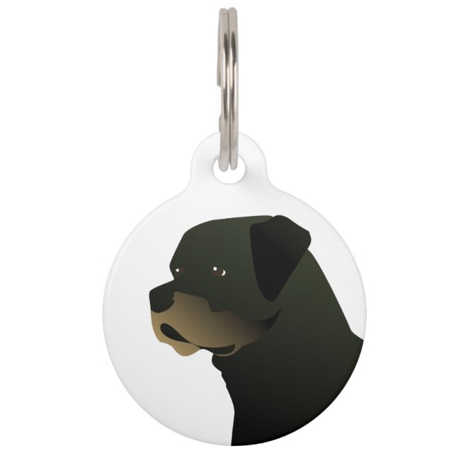 Rottweiler Basic Hondenras Illustration Silhouette Huisdierpenning (Voorkant)