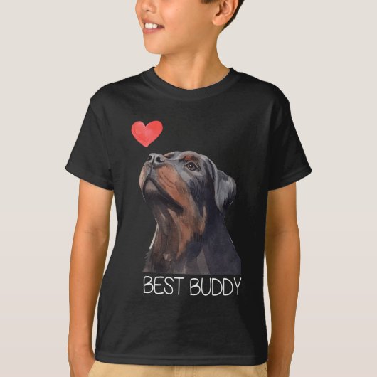 Rottweiler Best Buddy Dog Heart T-shirt (Voorkant)