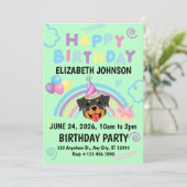 Rottweiler Birthday Invitation in Green Kaart (Staand voorkant)