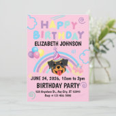 Rottweiler Birthday Invitation in Pink Kaart (Staand voorkant)