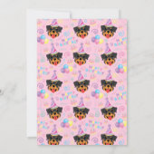 Rottweiler Birthday Invitation in Pink Kaart (Achterkant)
