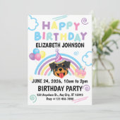 Rottweiler Birthday Invitation in White Kaart (Staand voorkant)