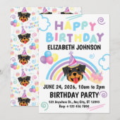 Rottweiler Birthday Invitation in White Kaart (Voorkant / Achterkant)