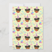 Rottweiler Birthday Invitation in Yellow Kaart (Achterkant)