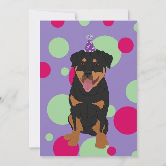 Rottweiler Birthday Invitation Kaart (Achterkant)