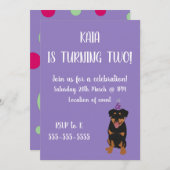 Rottweiler Birthday Invitation Kaart (Voorkant / Achterkant)