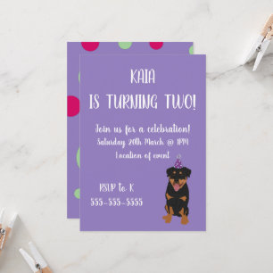 Rottweiler Birthday Invitation Kaart