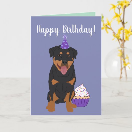 Rottweiler Birthday Kaart (Gele Bloem)