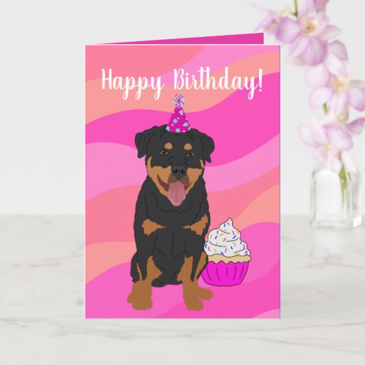 Rottweiler Birthday Kaart (Orchidee)