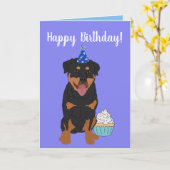 Rottweiler Birthday Kaart (Gele Bloem)