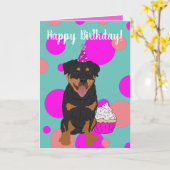 Rottweiler Birthday Kaart (Gele Bloem)