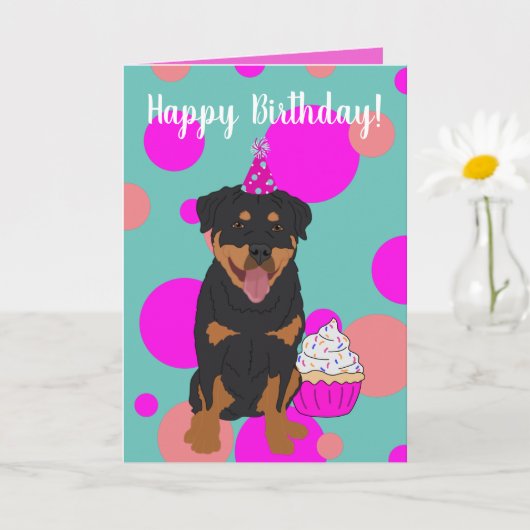 Rottweiler Birthday Kaart (Kleine Plant)