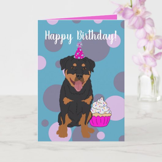 Rottweiler Birthday Kaart (Orchidee)