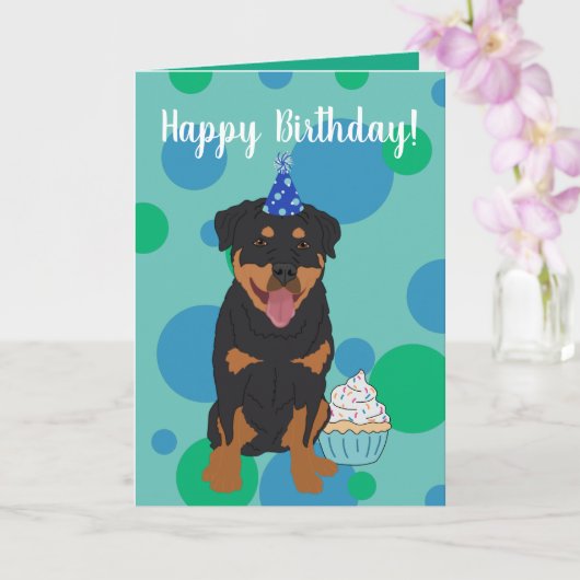 Rottweiler Birthday Kaart (Orchidee)