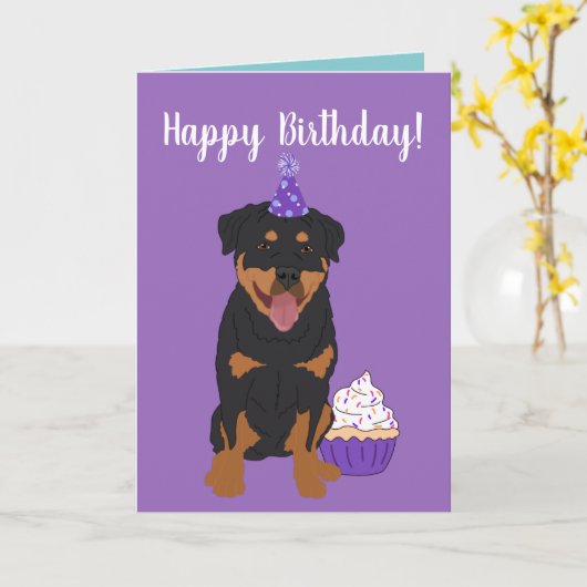 Rottweiler Birthday Kaart (Gele Bloem)