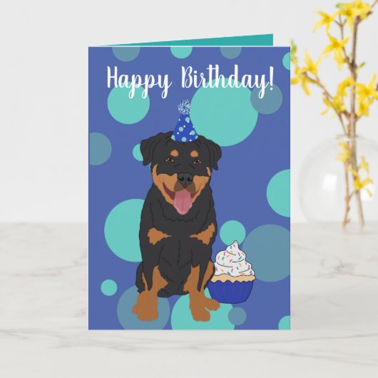 Rottweiler Birthday Kaart (Gele Bloem)