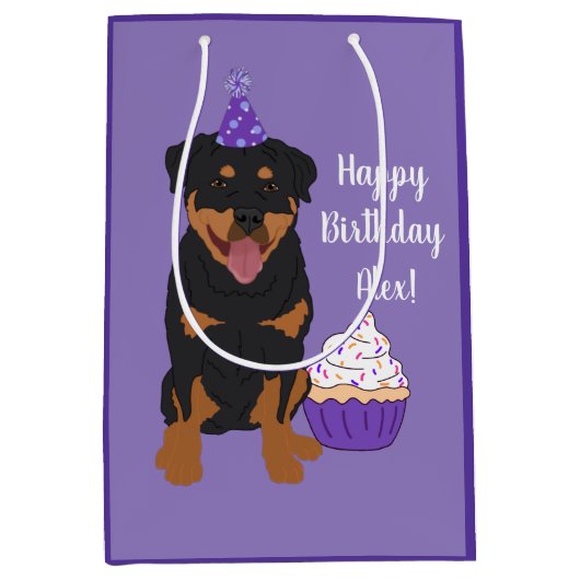  rottweiler Birthday Medium Cadeauzakje (Voorkant)