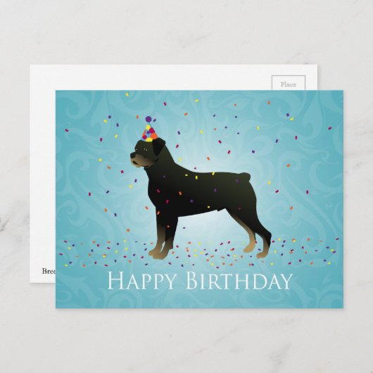 Rottweiler Birthday-ontwerp Briefkaart (Voorkant / Achterkant)