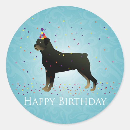 Rottweiler Birthday-ontwerp Ronde Sticker (Voorkant)