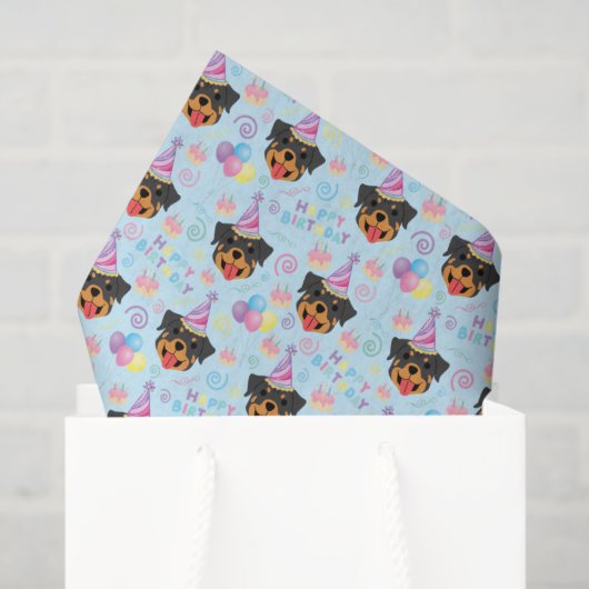 Rottweiler Birthday Tissue Paper in Blue Tissuepapier (Cadeauzakje)