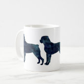 Rottweiler Black Waterverf Silhouette Koffiemok (Voorkant links)