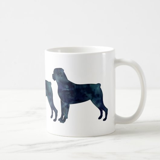 Rottweiler Black Waterverf Silhouette Koffiemok (Rechts)