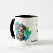 Rottweiler Blauwgroen Abstract Gold Confetti Mok (Voorkant links)