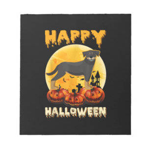 rottweiler blij halloween hond griezelig maankostu notitieblok