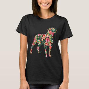 Rottweiler Bloem Grappige Hond Silhouet Bloemen Gi T-shirt