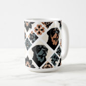 Rottweiler Bloemig Geometrisch Patroon Koffiemok (Voorkant rechts)