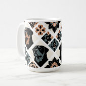Rottweiler Bloemig Geometrisch Patroon Koffiemok (Voorkant links)