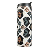 Rottweiler Bloemig Geometrisch Patroon Thermosbeker (Gedraaid links)