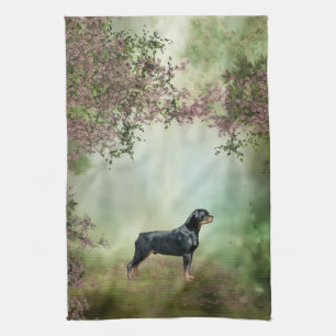 Rottweiler Blossom Kitchen Towel Theedoek