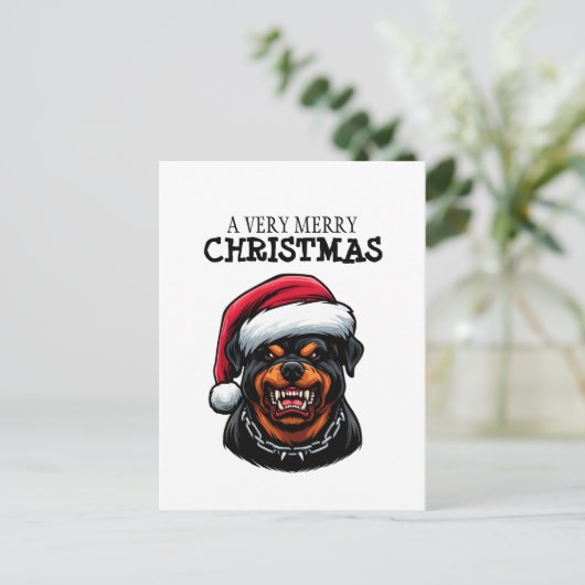 ROTTWEILER BRIEFKAART VOOR KERSTMIS (Staand voorkant)