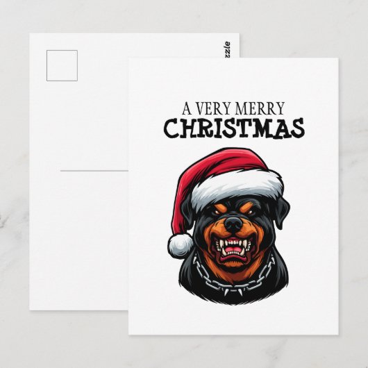 ROTTWEILER BRIEFKAART VOOR KERSTMIS (Voorkant / Achterkant)