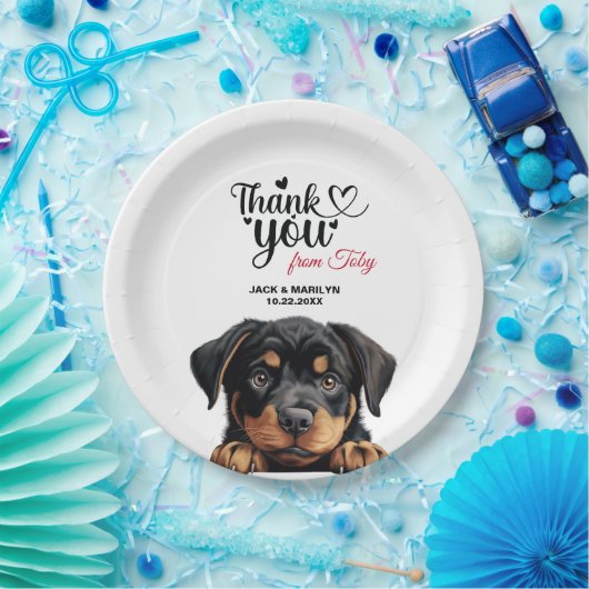 Rottweiler bruiloft dank u papieren bordje (Feest)