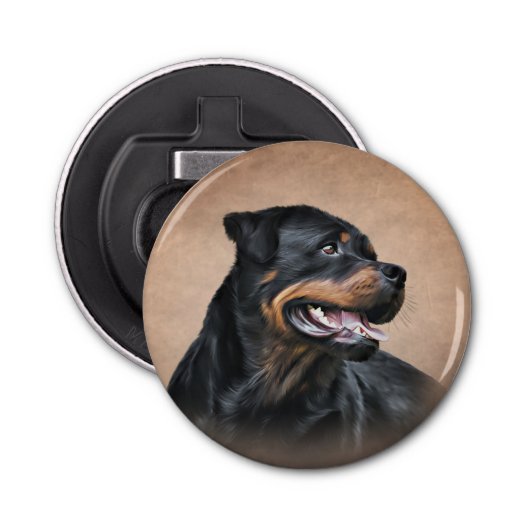 Rottweiler Button Flesopener (Voorkant)