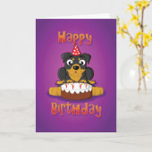 rottweiler - cake - gelukkige verjaardag kaart (Gele Bloem)