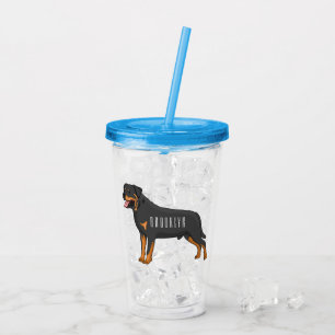 Rottweiler cartoon illustratie acryl drinkbeker