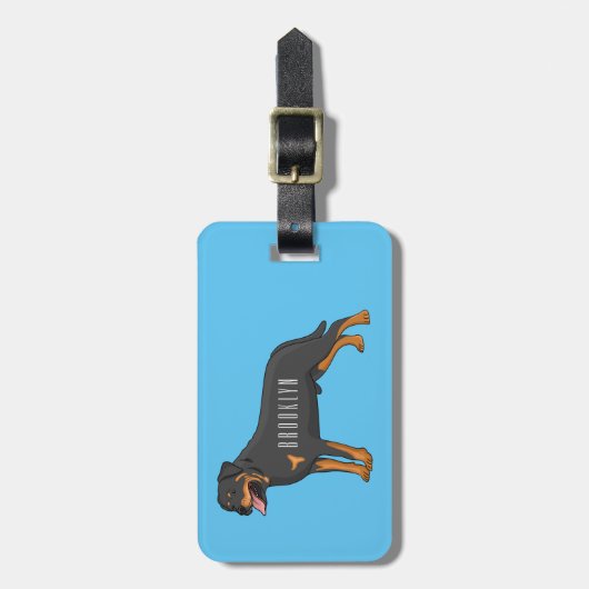Rottweiler cartoon illustratie bagagelabel (Voorkant verticaal)