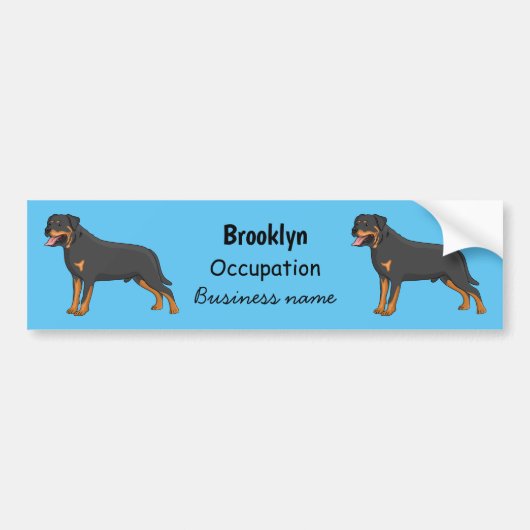 Rottweiler cartoon illustratie bumpersticker (Voorkant)