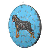 Rottweiler cartoon illustratie dartbord (Voorkant Rechts)