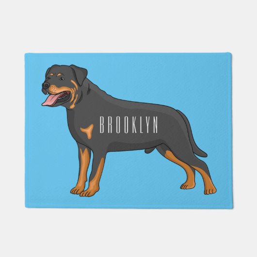 Rottweiler cartoon illustratie deurmat (Voorkant)