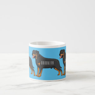Rottweiler cartoon illustratie espresso kop