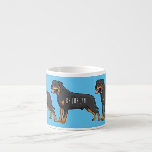 Rottweiler cartoon illustratie espresso kop (Voorkant)