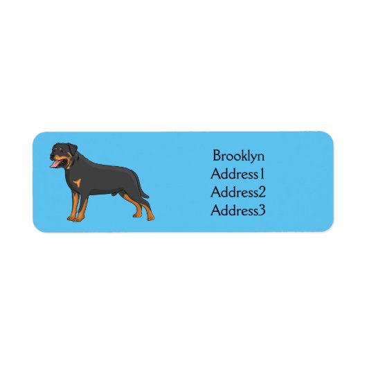 Rottweiler cartoon illustratie etiket (Voorkant)