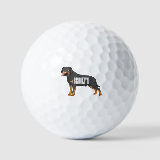 Rottweiler cartoon illustratie golfballen (Voorkant)