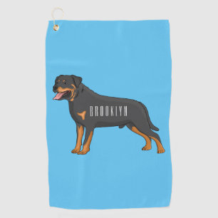 Rottweiler cartoon illustratie golfhanddoek