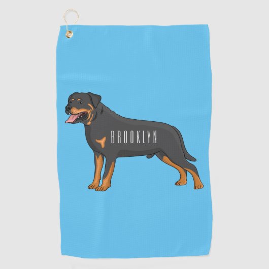 Rottweiler cartoon illustratie golfhanddoek (Voorkant)